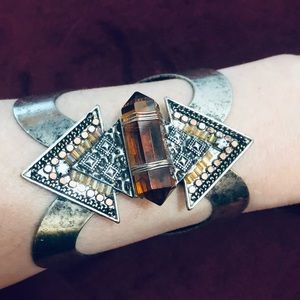 Art Deco Brushed Silver Bracelet